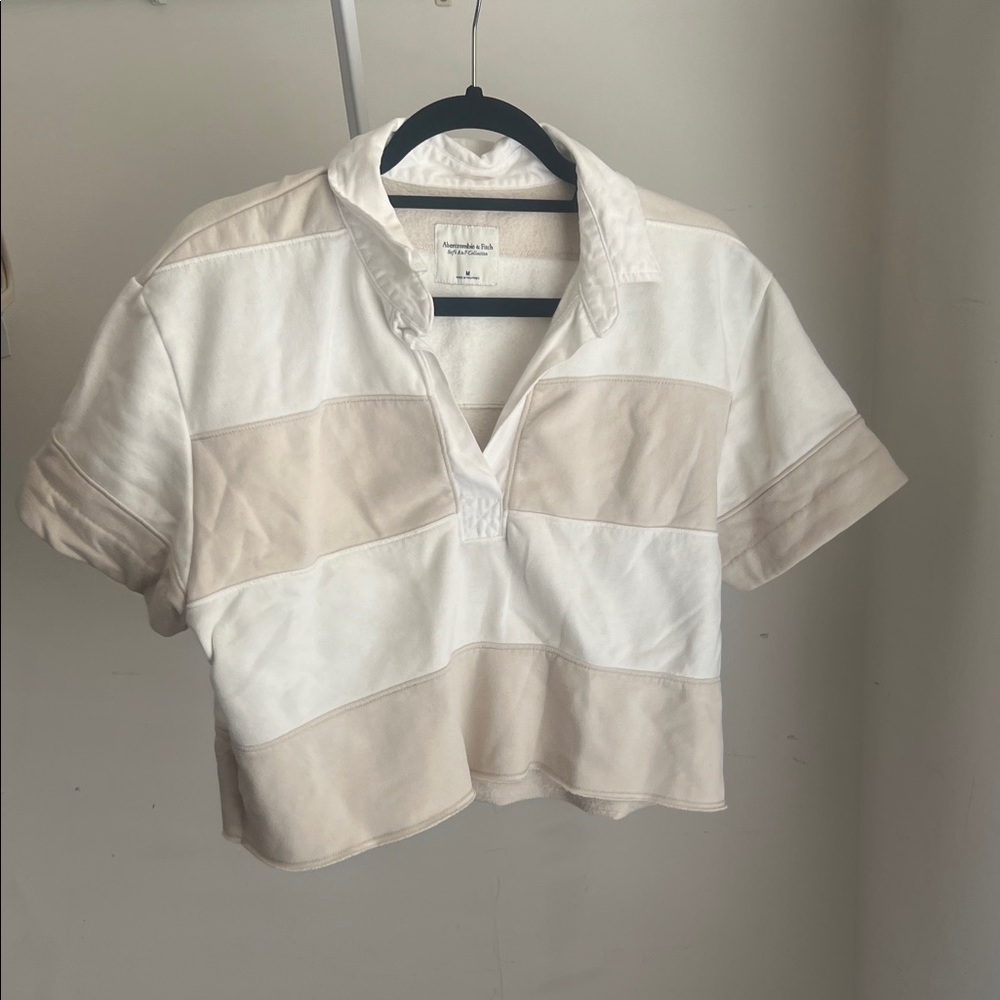 Abercrombie Striped Polo Crop Top